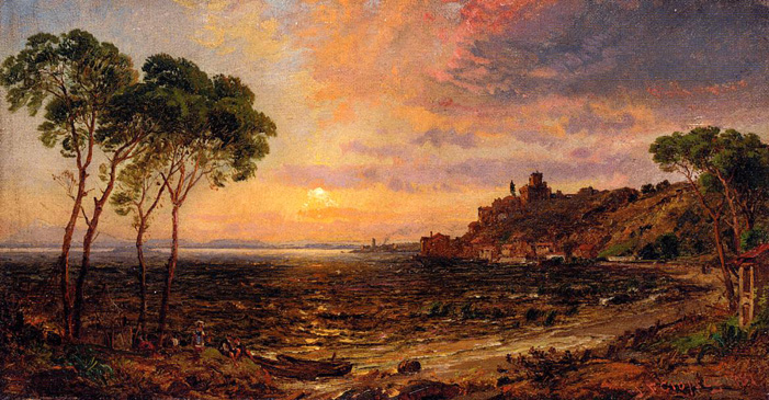 Sunset over Lake Thrasemine: 1881