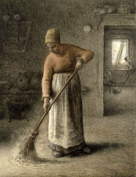 A Farmer's Wife Sweeping: 1867