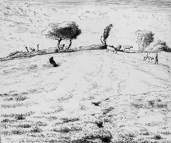 Landscape - Hillside in Gruchy, Normandy: 1869-70