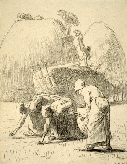 The Gleaners (a black chalk drawing for summer)