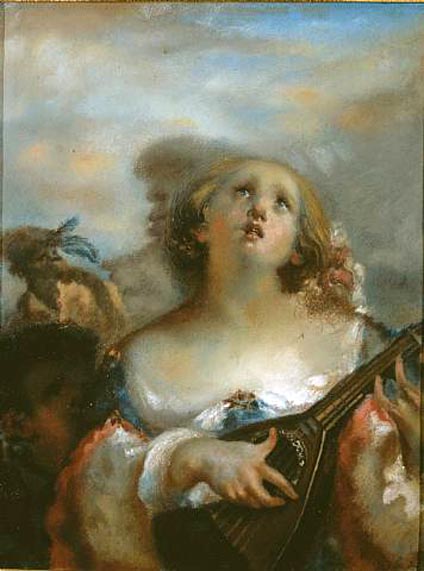 Young Girl Playing a Mandolin