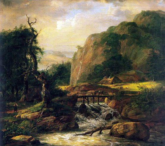 Norwegian Landscape with a Bridge: 1815