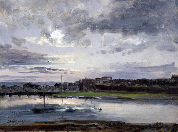 The Elbe and Dresden Neustadt in the Evening Light: 1837