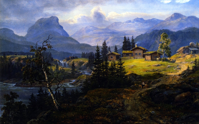 View of Øylo Farm, Valdres: 1846