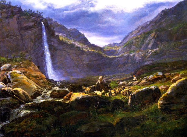 View of the Feigumfoss in Lysterfjord: 1848