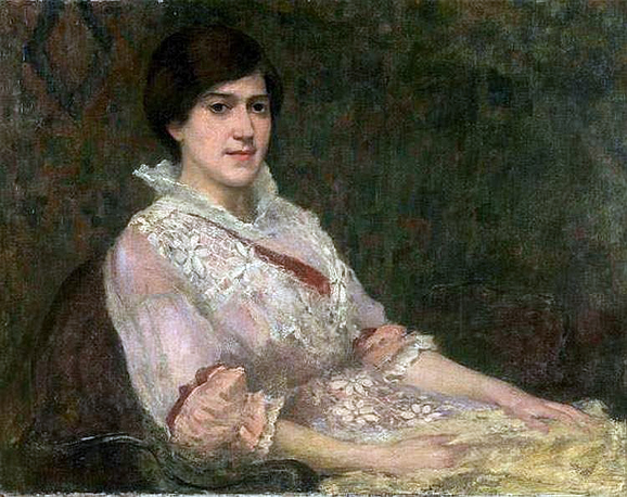 Portrait of a Woman in Pink Dress