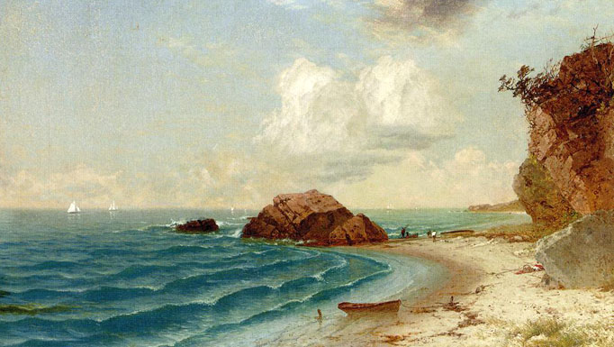 New England Coastal View with Figures: 1864