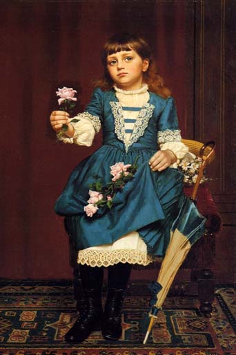 Daisy McComb Holding a Pink Rose: 1888