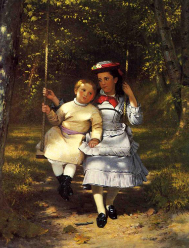 Two Girls on a Swing: 1872