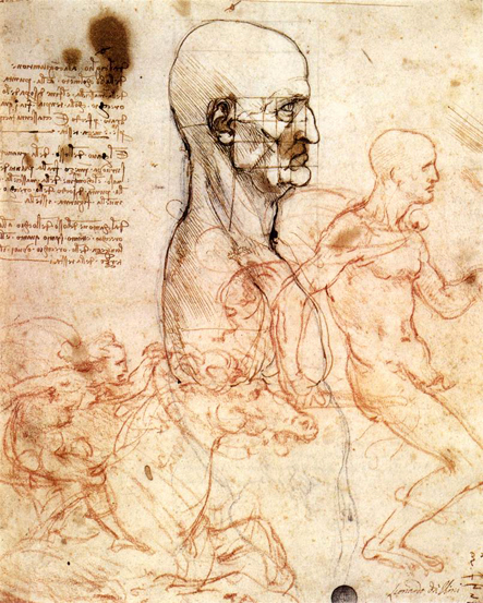 Profile of a Man and Study of Two Riders: 1490 and ca: 1504