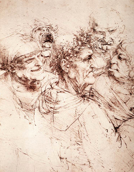 Study of Five Grotesque Heads: ca 1494