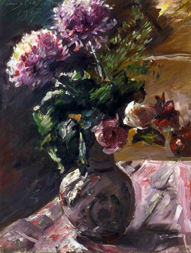Chrysanthemums and Roses in a Jug: 1917