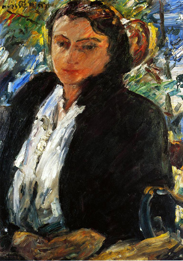 Portrait of Charlotte Berened-Corinth in a Green Velvet Jacket: 1921