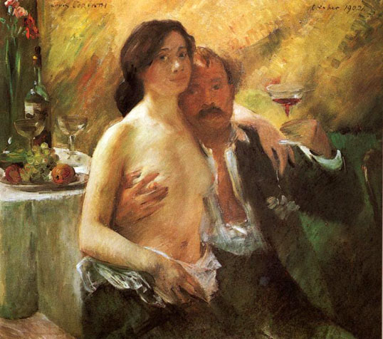 Self Portrait with his Wife and a Glass of Champagne: 1902