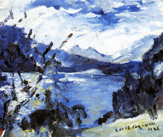 The Walchensee with Mountain Range and Shore: 1925