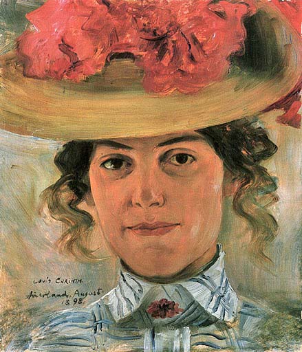 Women's Half Portrait with Straw Hat by Lovis Corinth