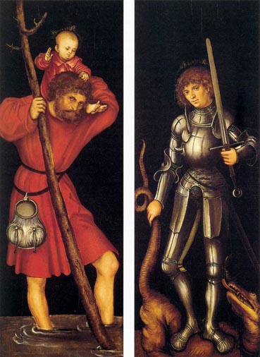 Saints Christopher and George (outer side): ca 1514