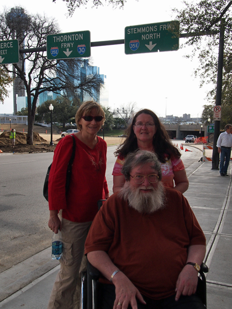 Cheryl, Bobbie, and Bruce in front of the Book Depository