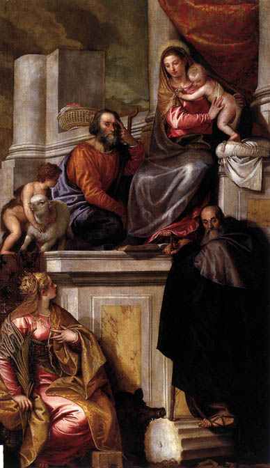 Holy Family with Saints Anthony Abbot, Catherine and the Infant John the Baptist: 1551
