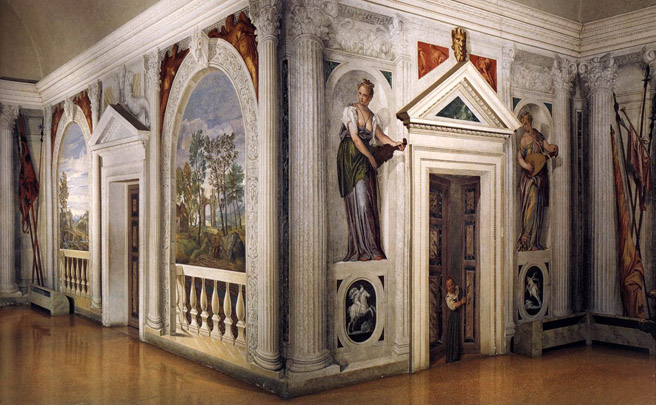 View into the Cruciform Sala a Crociera:  1560-61
