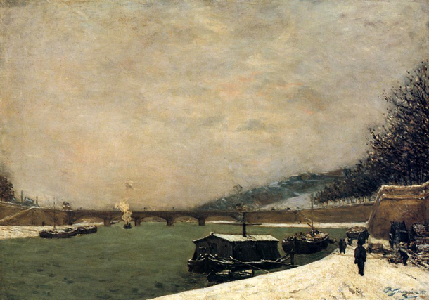 The Seine, Pont d' Iena, Snowing: 1875