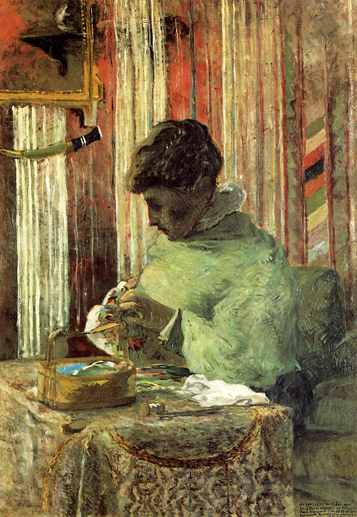 Woman Embroidering: 1878
