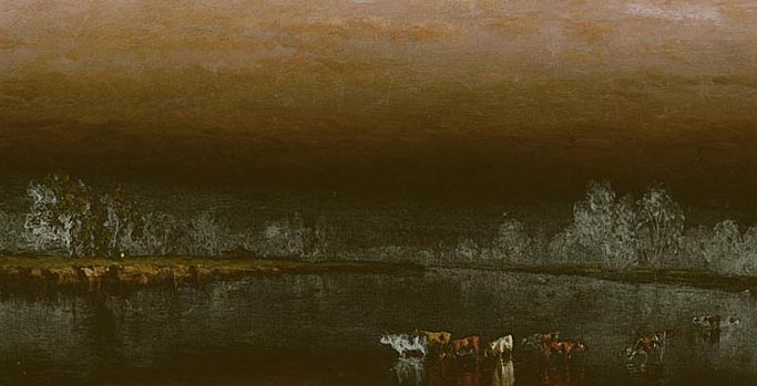Cows in a Pond at Sunset: 1860