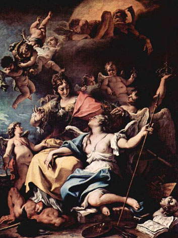 Allegory of France as Minerva is triumphing over Ignorance and Crowning the Virtue: 1717-18
