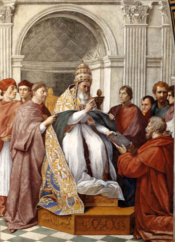 Gregory Approves the Decretals, Fresco, Stanza della Segnatura, Raphael and Assistants, Vatican Palace