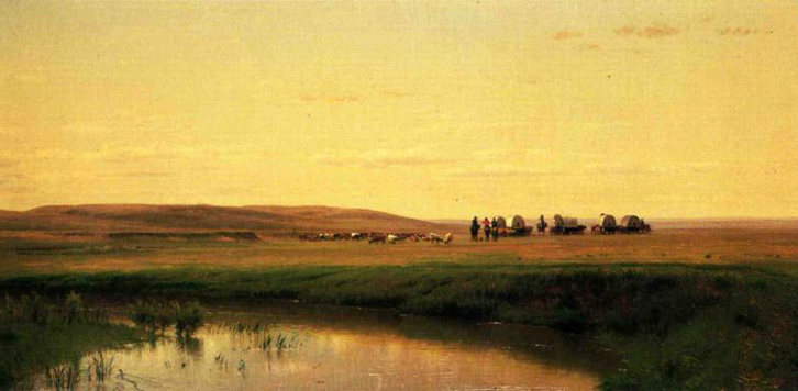 A Wagon Train on the Plains, Platte River: Date Unknown