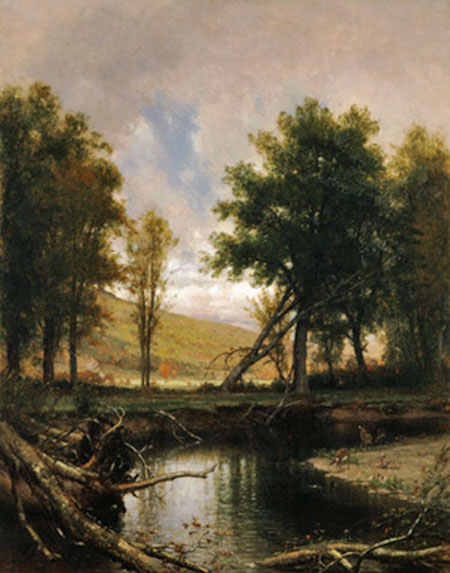 Landscape with Stream and Deer: ca 1880
