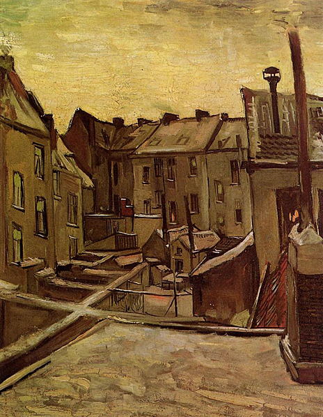 Backyards of Old Houses in Antwerp in the Snow: 1885