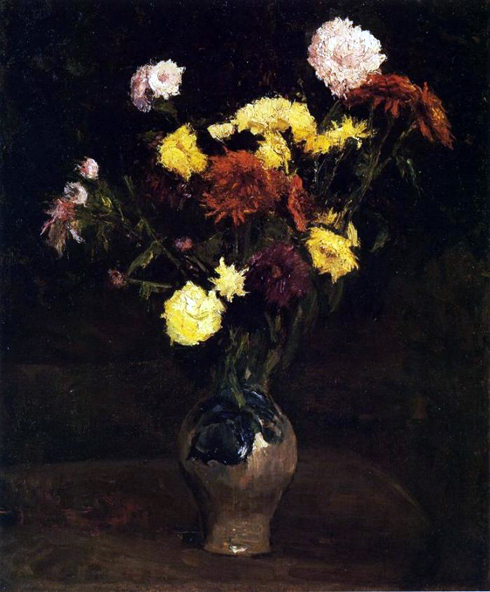 Basket of Carnations and Zinnias: 1886