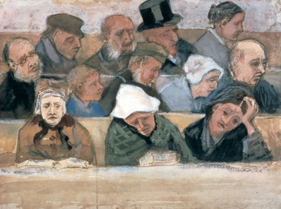 Church Pew with Worshippers: 1882