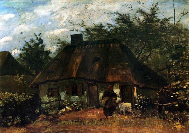 Cottage and Woman with Goat: 1885