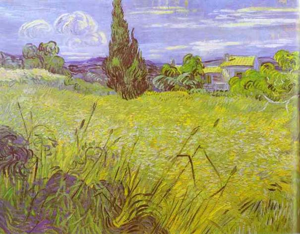 Green Wheat Field with Cypress: 1889