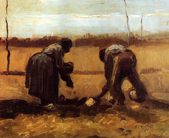Peasant Man and Woman Planting Potatoes: 1885