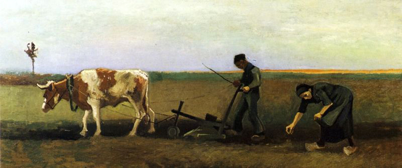 Ploughman with Woman Planting Potatoes: 1884