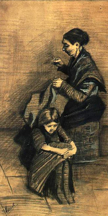 Sien, Sitting on a Basket, with a Girl (Maria)
