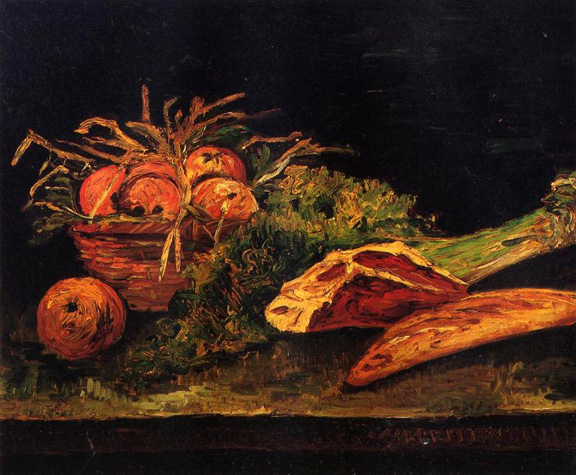 Still Life with Apples, Meat and a Roll: 1886