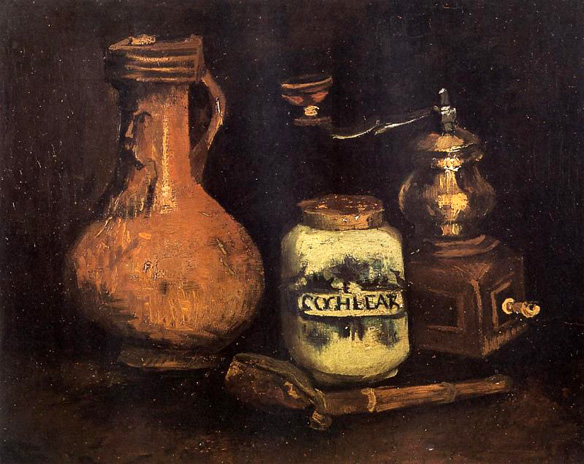 Still Life with Coffee Mill, Pipe Case and Jug: 1884