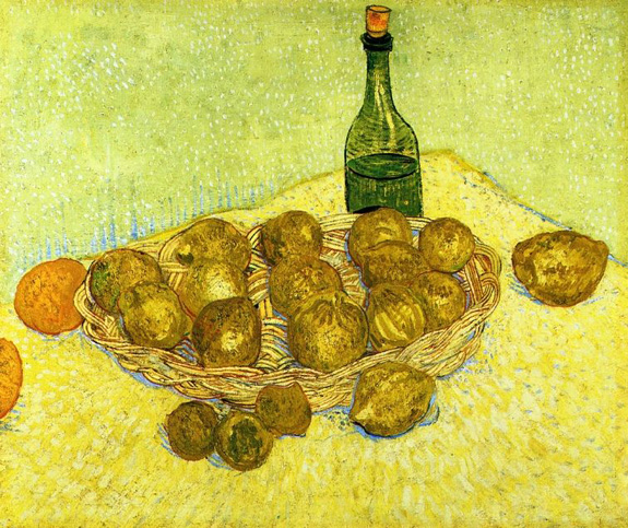 Still Life with a Bottle, Lemons and Oranges:1888