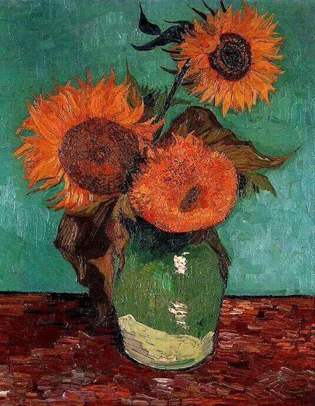 Vase with Three Sunflowers