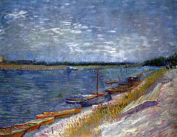 View of a River with Rowing Boats: 1887
