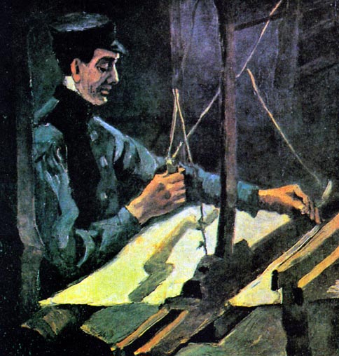 Weaver at the loom: 1884