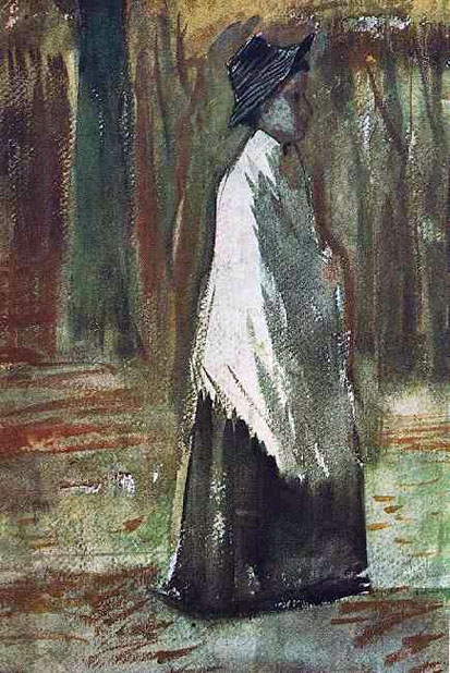 Woman with White Shawl in a Wood: 1882