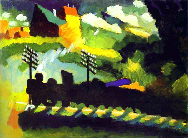 Murnau-View with Railroad and Castle: 1909