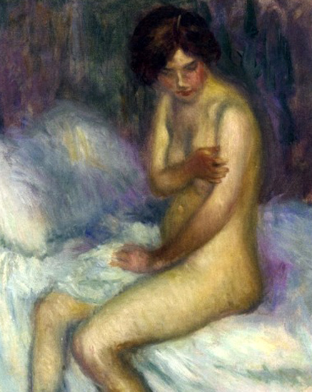 Nude Sitting on a Bed
