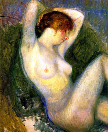 Nude in Green Chair (unfinished): Date Unknown