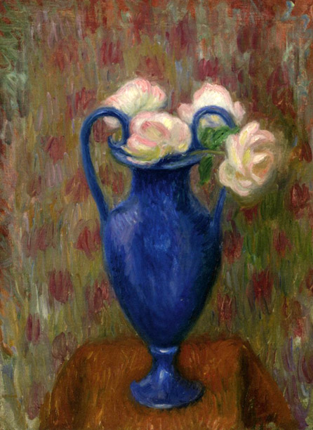 Pink Roses in Blue Urn: Date Unknown
